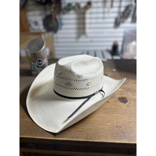 American Hat Co 8200 S-Rancher Straw Western Hat - Black Trim