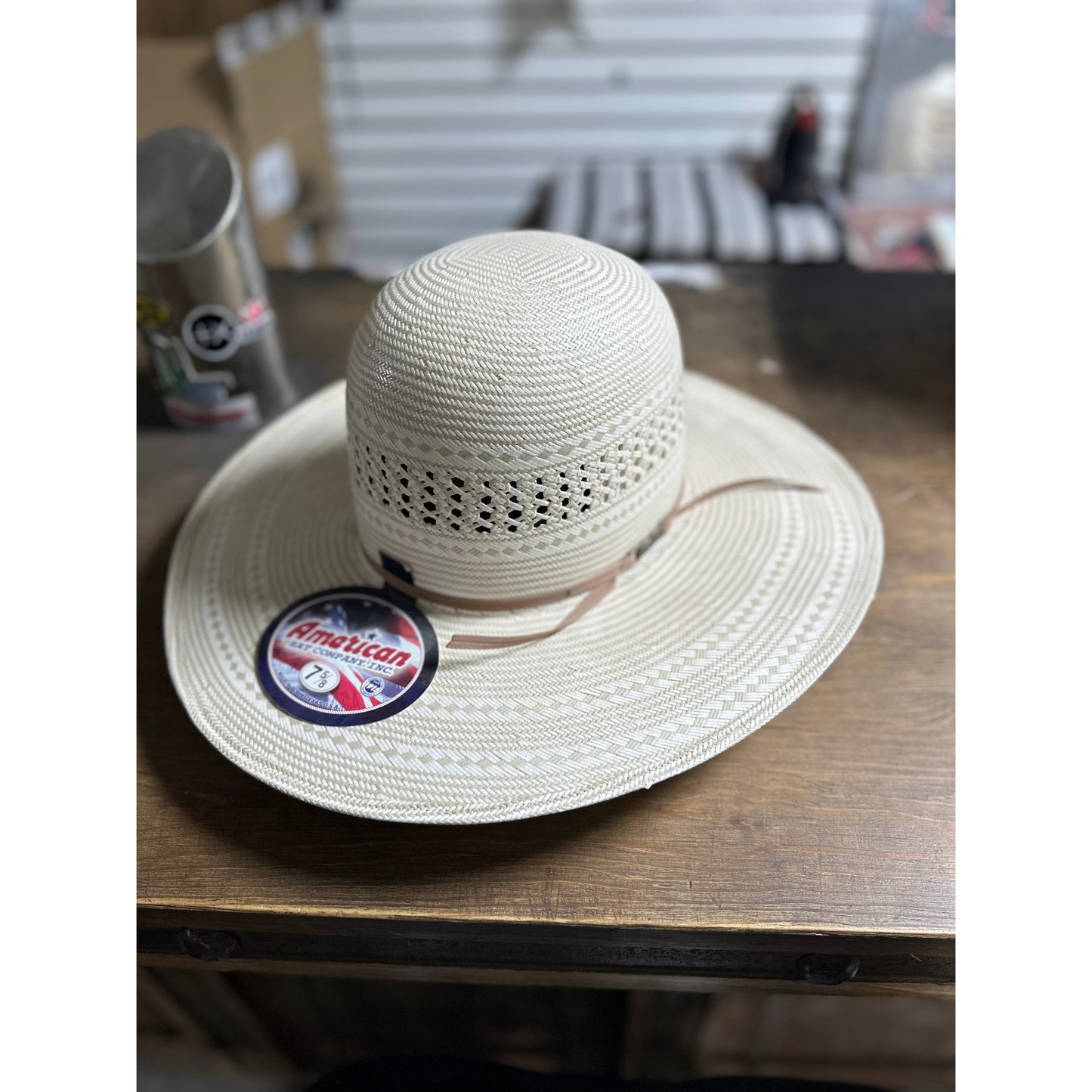 American Hat Co 7700 Open Crown Straw Western Hat - Whiskey Trim