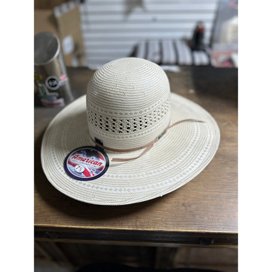American Hat Co 7700 Open Crown Straw Western Hat - Whiskey Trim