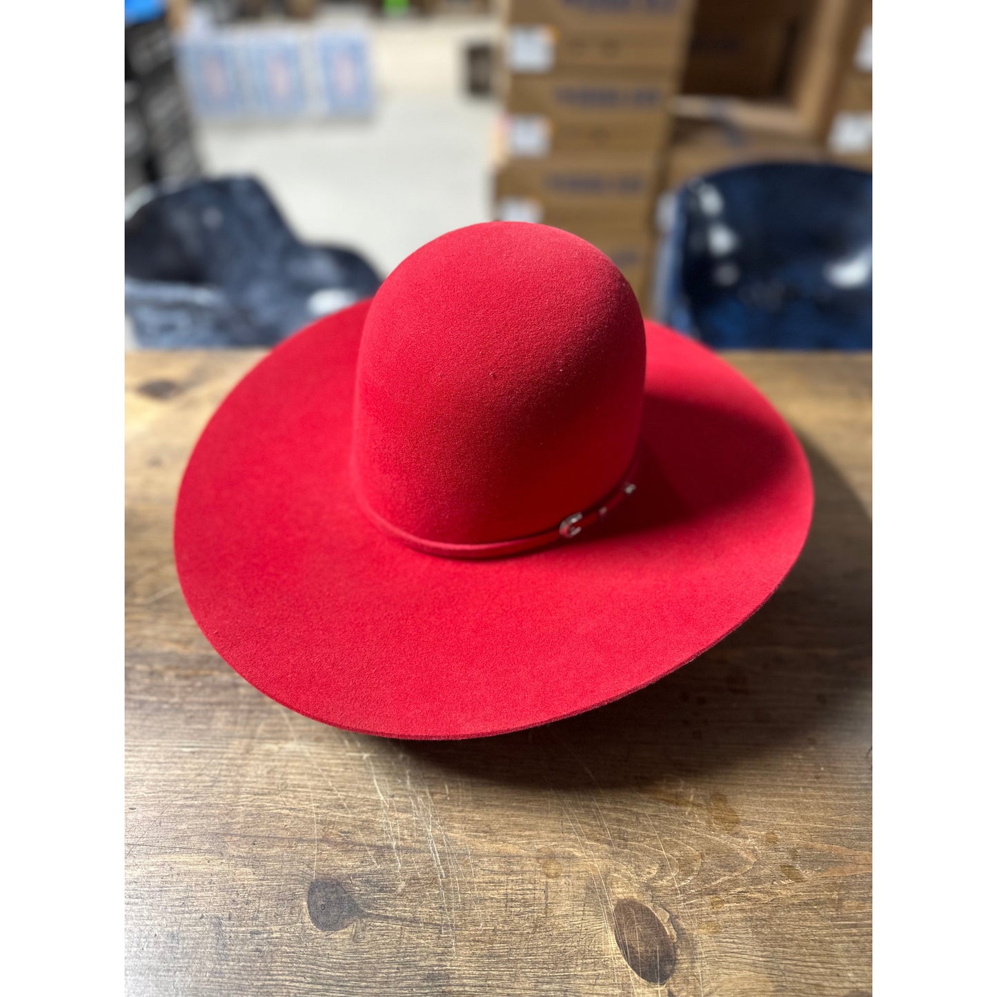 Rodeo King 7X Open Crown Felt Western Hat - Red
