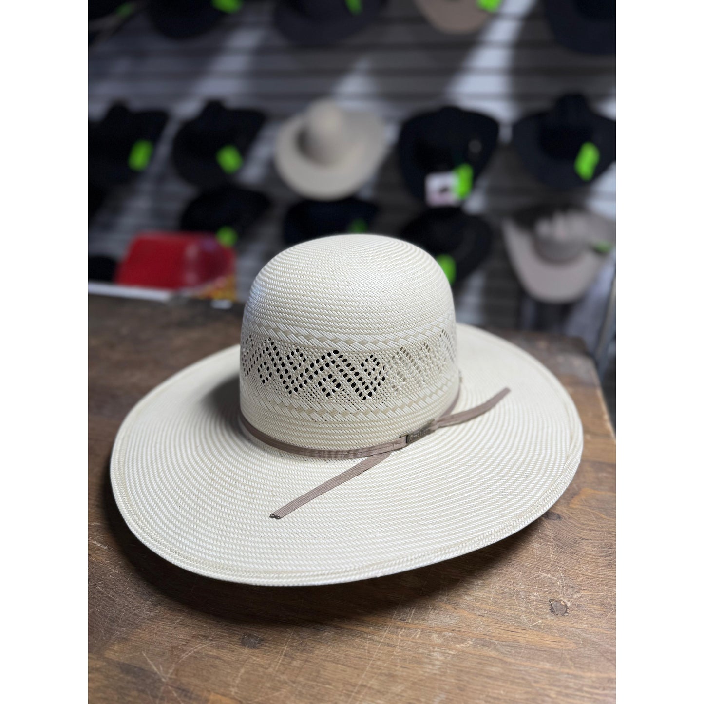 American Hat Co 6600 Open Crown Straw Western Hat - Chocolate Trim