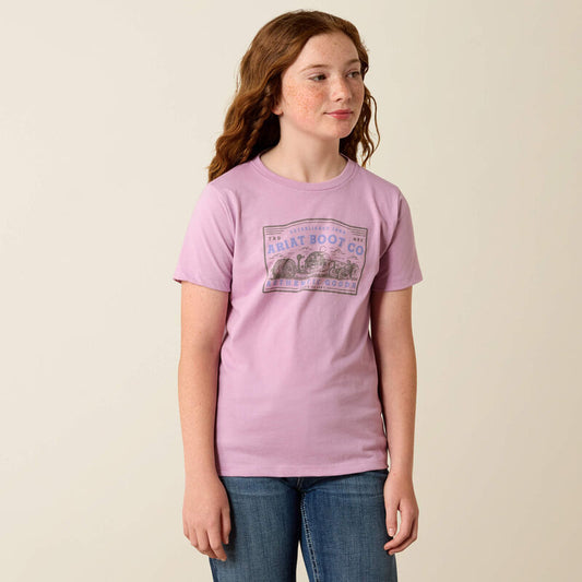 Ariat Girl's Farm Patch Short Sleeve Tee Shirt - Lavender