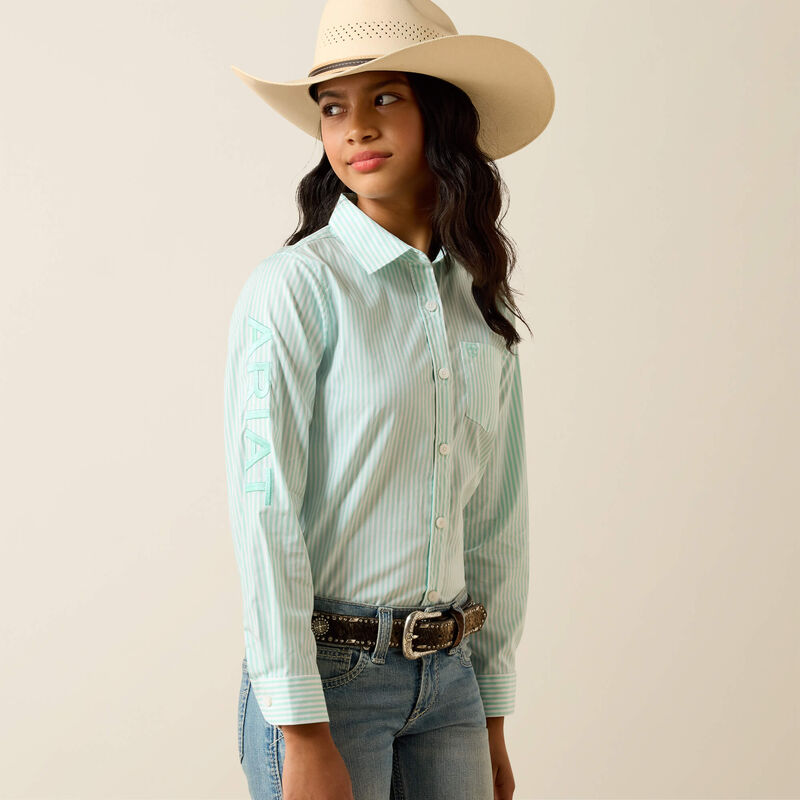 Ariat Girl's Team Kirby Long Sleeve Shirt - Holiday Stripe - Irvine Tack & Western Wear