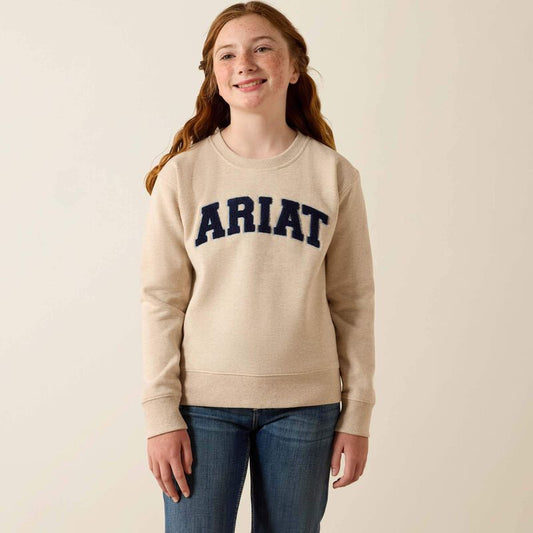 Ariat Girl's Logo Arch Sweatshirt - Oatmeal Heather