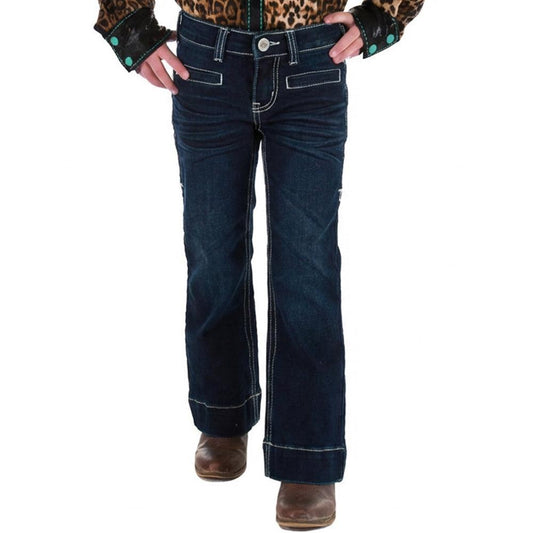 Cowgirl Tuff Girl's Bootstitch Trousers Jeans - Dark Wash