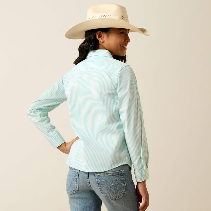 Ariat Girl's Team Kirby Long Sleeve Shirt - Holiday Stripe - Irvine Tack & Western Wear