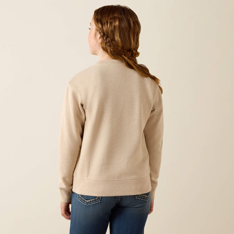 Ariat Girl's Logo Arch Sweatshirt - Oatmeal Heather - Irvine Tack & Western Wear