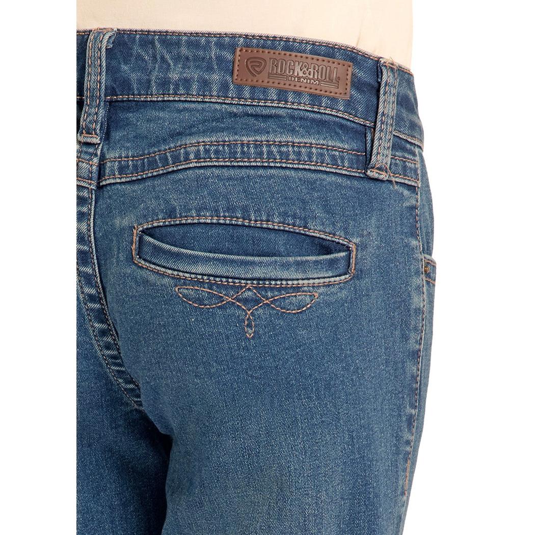 Rock & Roll Girl's Boot Stitch Welt Pocket Trouser Jeans - Medium Wash