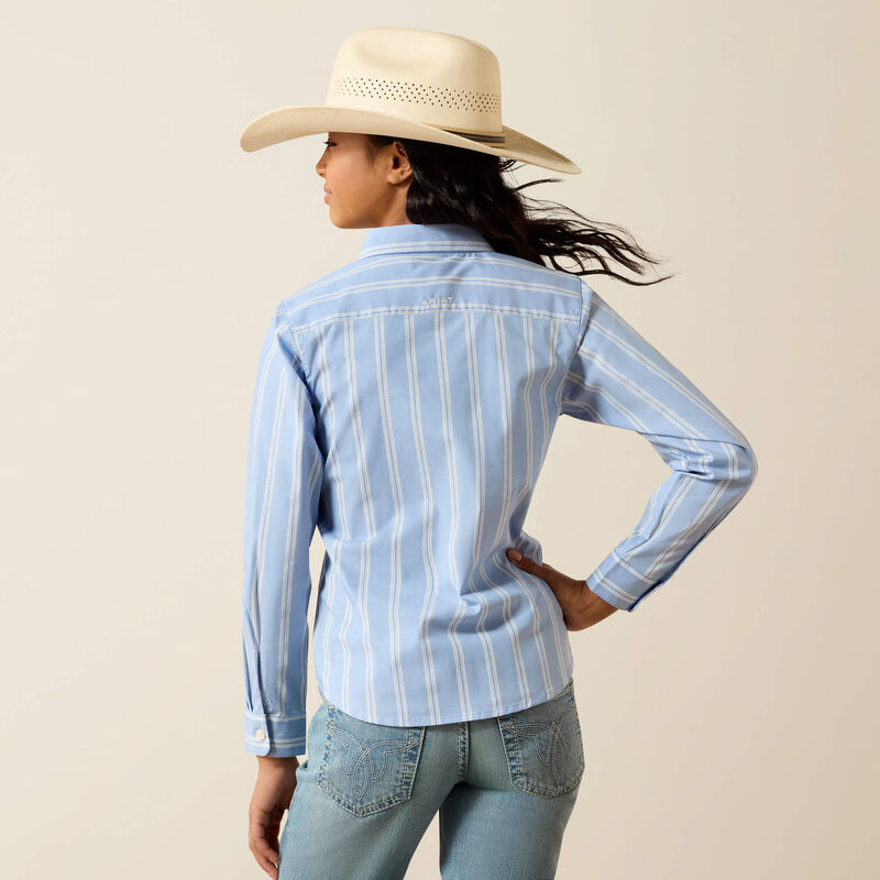 Ariat Girl's Kirby Long Sleeve Shirt - Ashleigh Blue Stripe - Irvine Tack & Western Wear