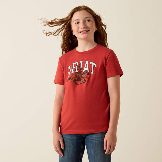 Ariat Girl's Cowgirl Rider Short Sleeve Tee Shirt - Tabasco