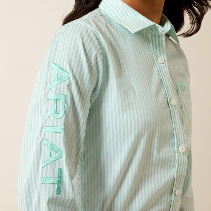 Ariat Girl's Team Kirby Long Sleeve Shirt - Holiday Stripe - Irvine Tack & Western Wear