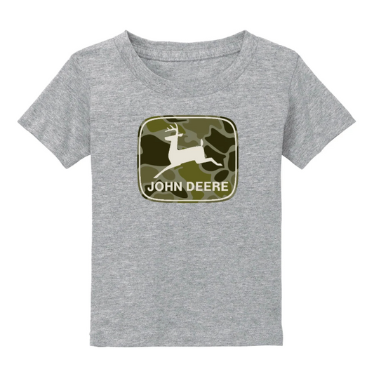 John Deere Toddler John Deere Trademark Camo Short Sleeve Shirt - Oxford Heather Grey