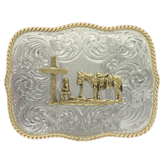 **Montana Silversmith German Silver Christian Cowboy Western Buckle