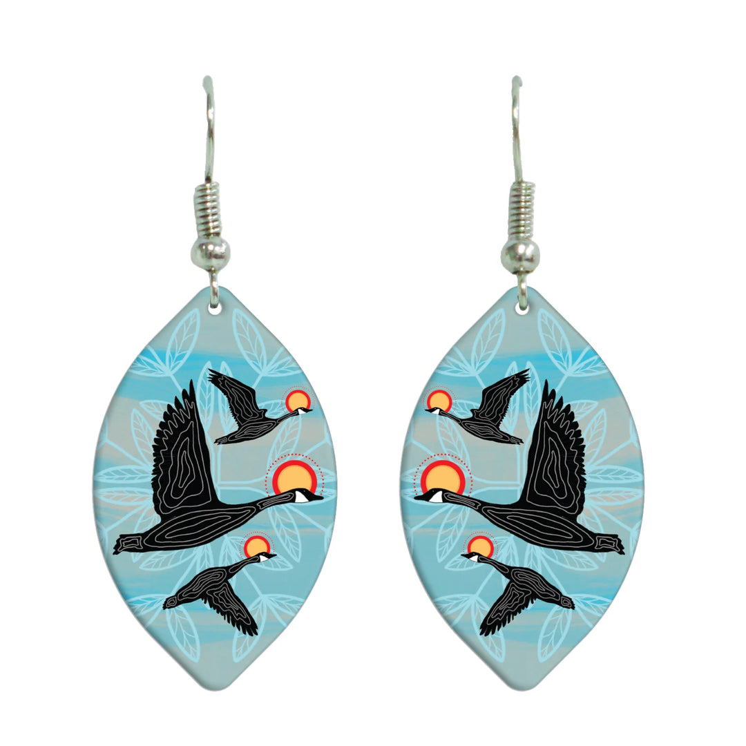 Eruoma Awashish Niskak Geese Gallery Collection Earrings - Blue