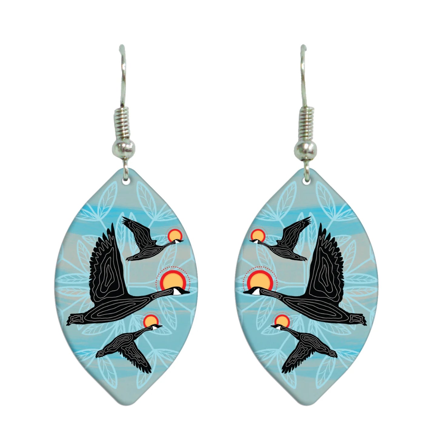 Eruoma Awashish Niskak Geese Gallery Collection Earrings - Blue