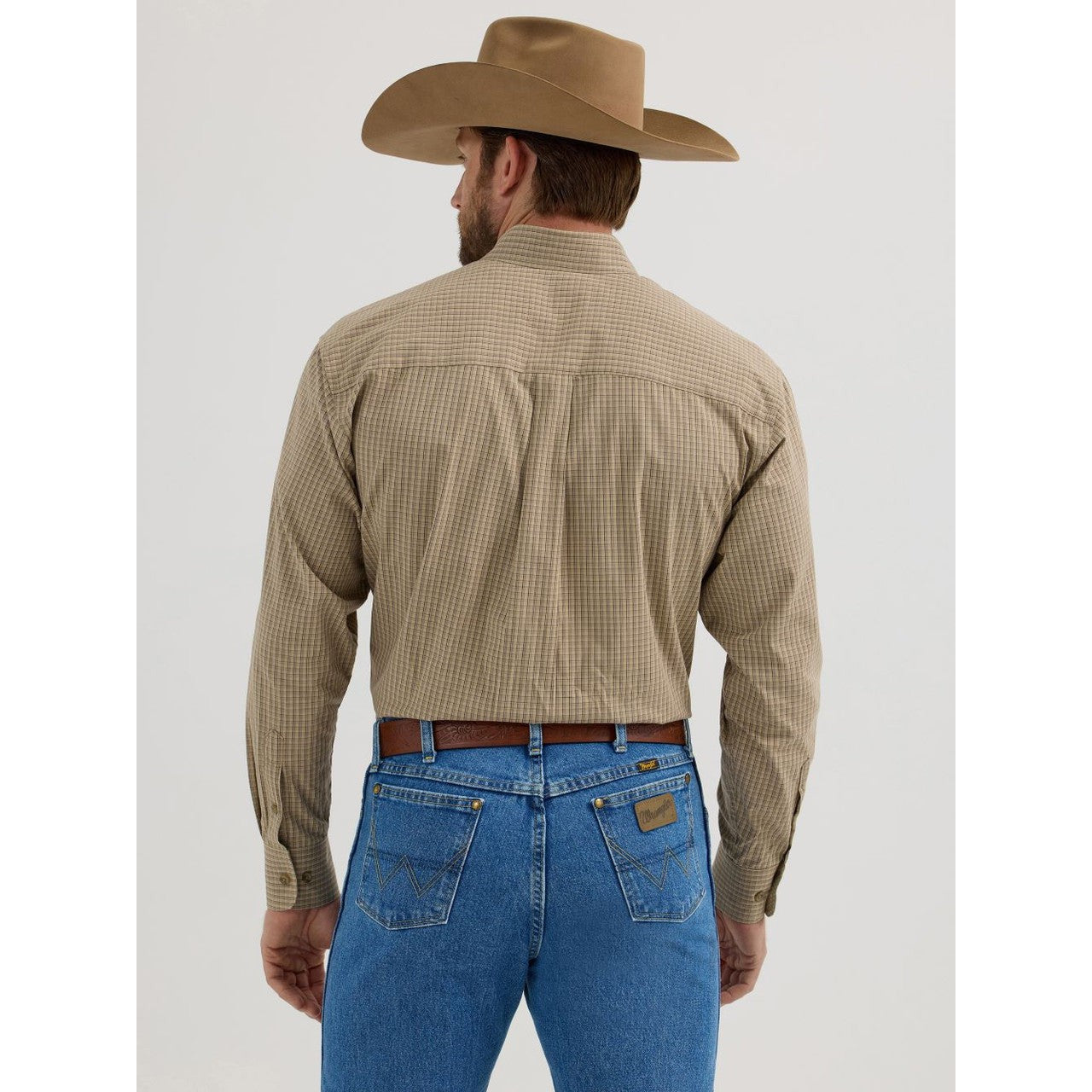 Wrangler  Men's George Strait Long Sleeve One Pocket Shirt - Tan Print