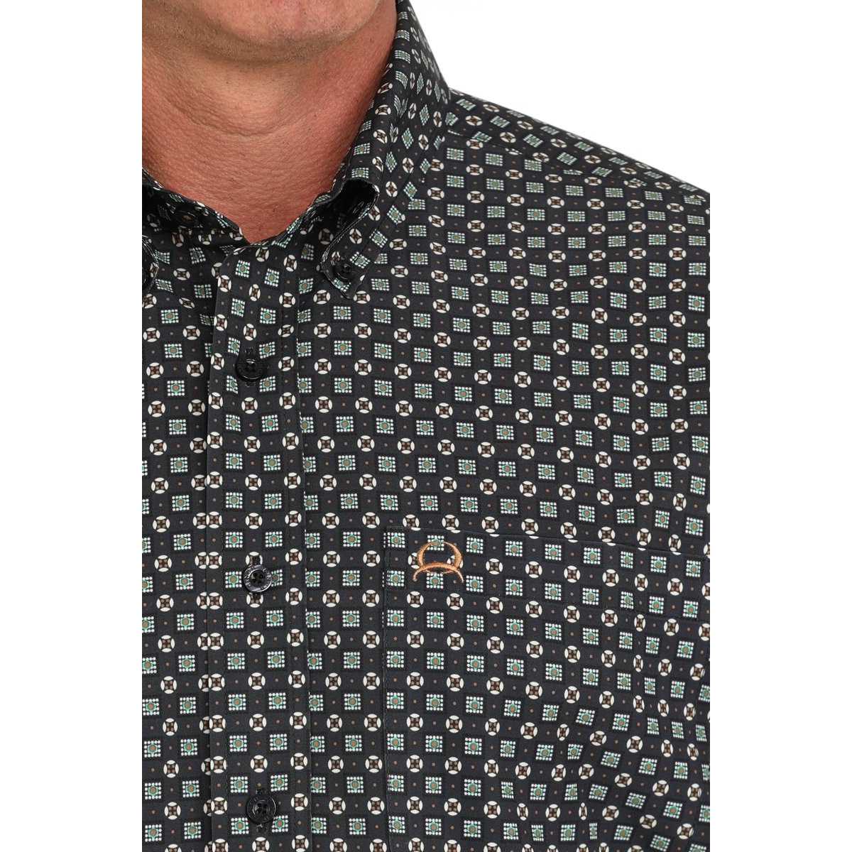 Cinch Men's Long Sleeve Arenaflex Print Shirt- Navy