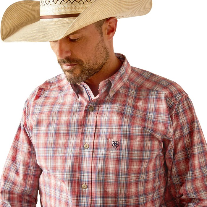 Ariat Men's  Long Sleeve Pro Series Darvey Classic Fit Shirt - Hibiscus