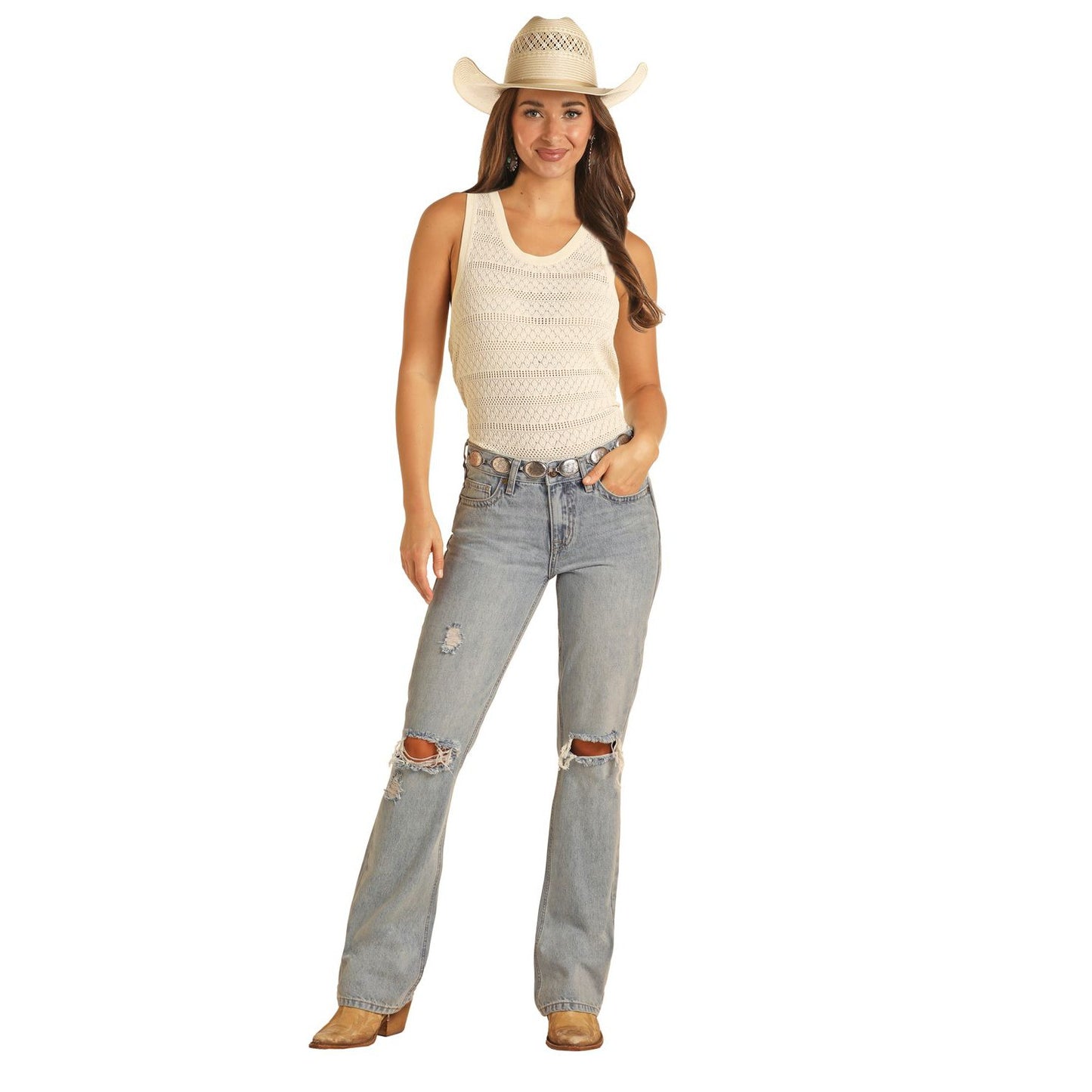 Rock & Roll Women's Mid Rise Bootcut Jeans - Light Wash