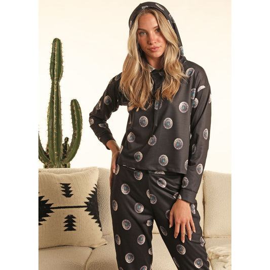 Range by RR Women's Concho Print Hoodie - Black