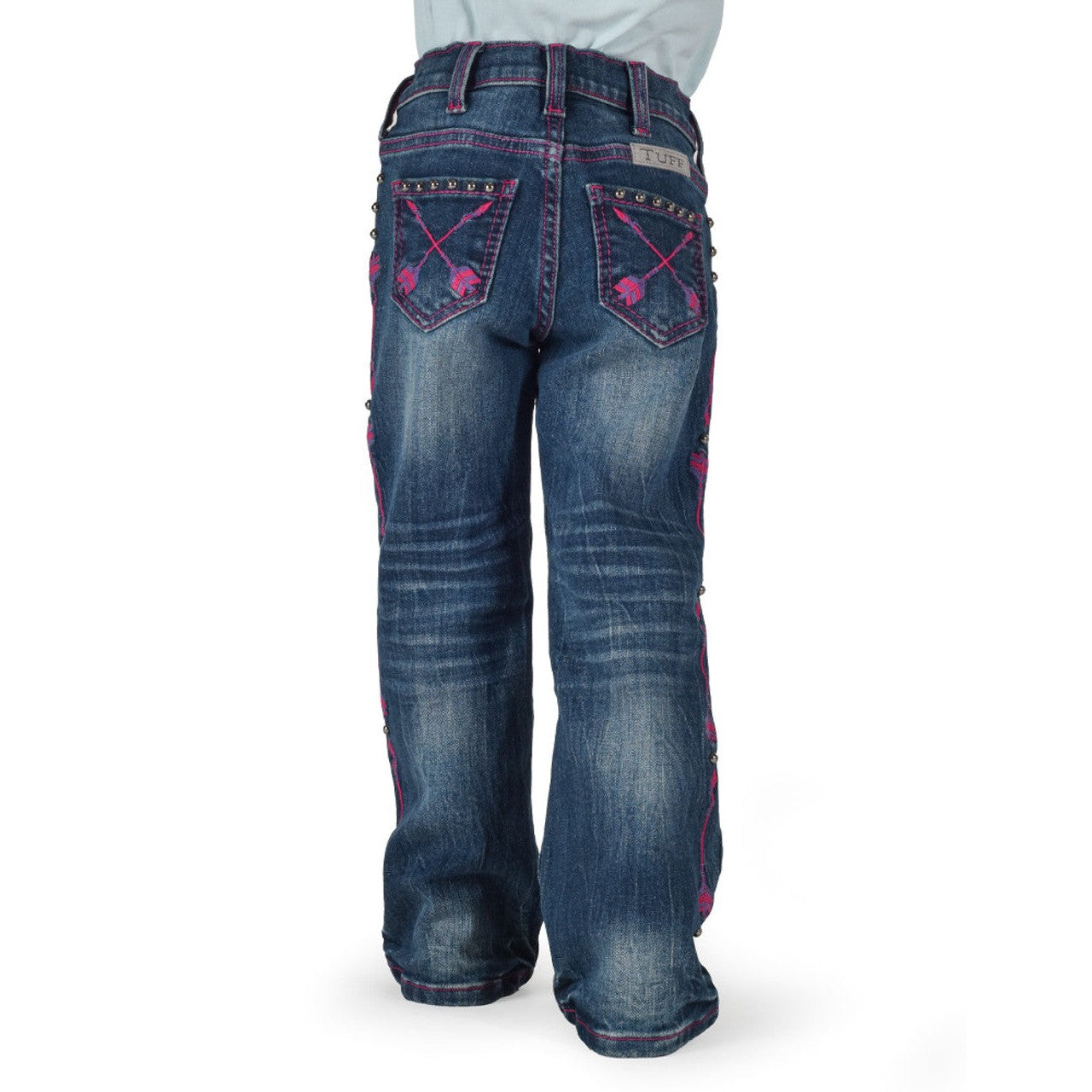 Cowgirl Tuff Girl's Pink Arrows Bootcut Jeans - Medium Wash