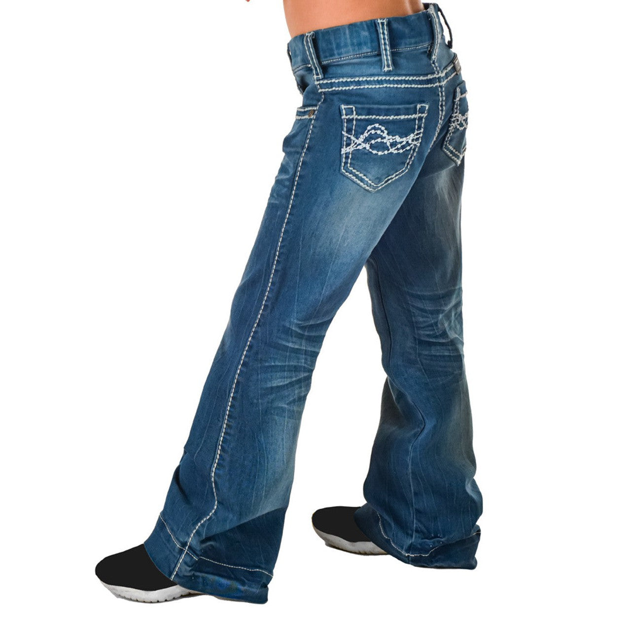 Cowgirl Tuff Girl's Pull On Edgy Trouser Jean - Medium Wash