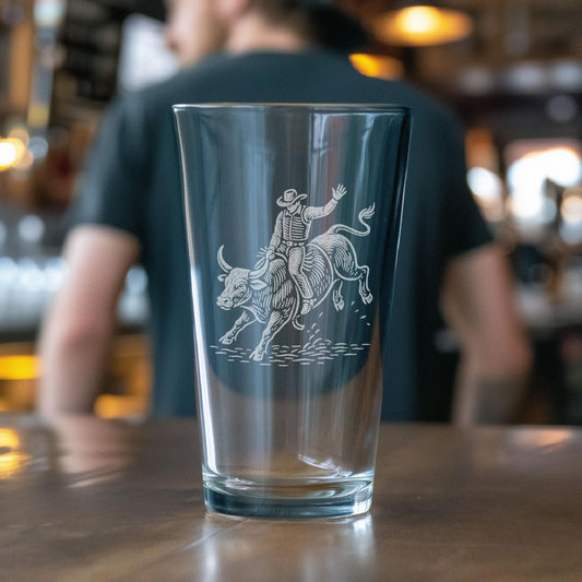Benoit's Bull Rider Pint Drinking Glasses