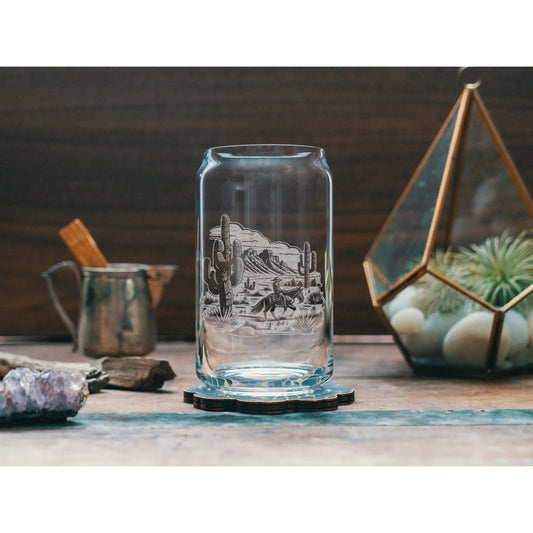 Benoit's Cowboy in the Desert Beer Can Drinking Glasses