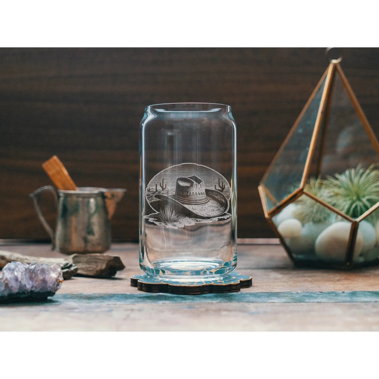Benoit's Cowboy Hat Scene Beer Can Drinking Glasses