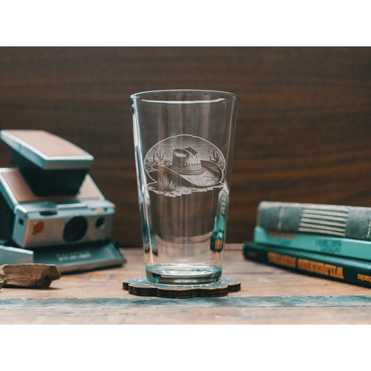 Benoit's Cowboy Hat Scene Pint Drinking Glasses