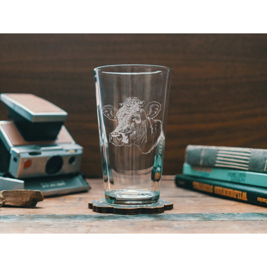 Benoit's Cow Head Pint Drinking Glasses