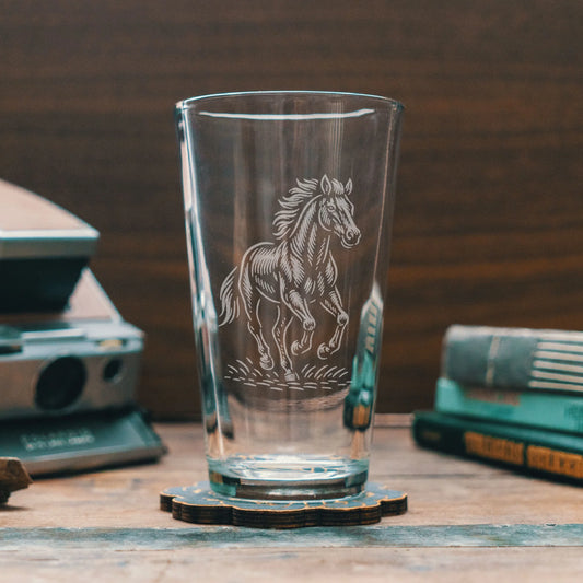 Benoit's Galloping Horse Pint Drinking Glasses