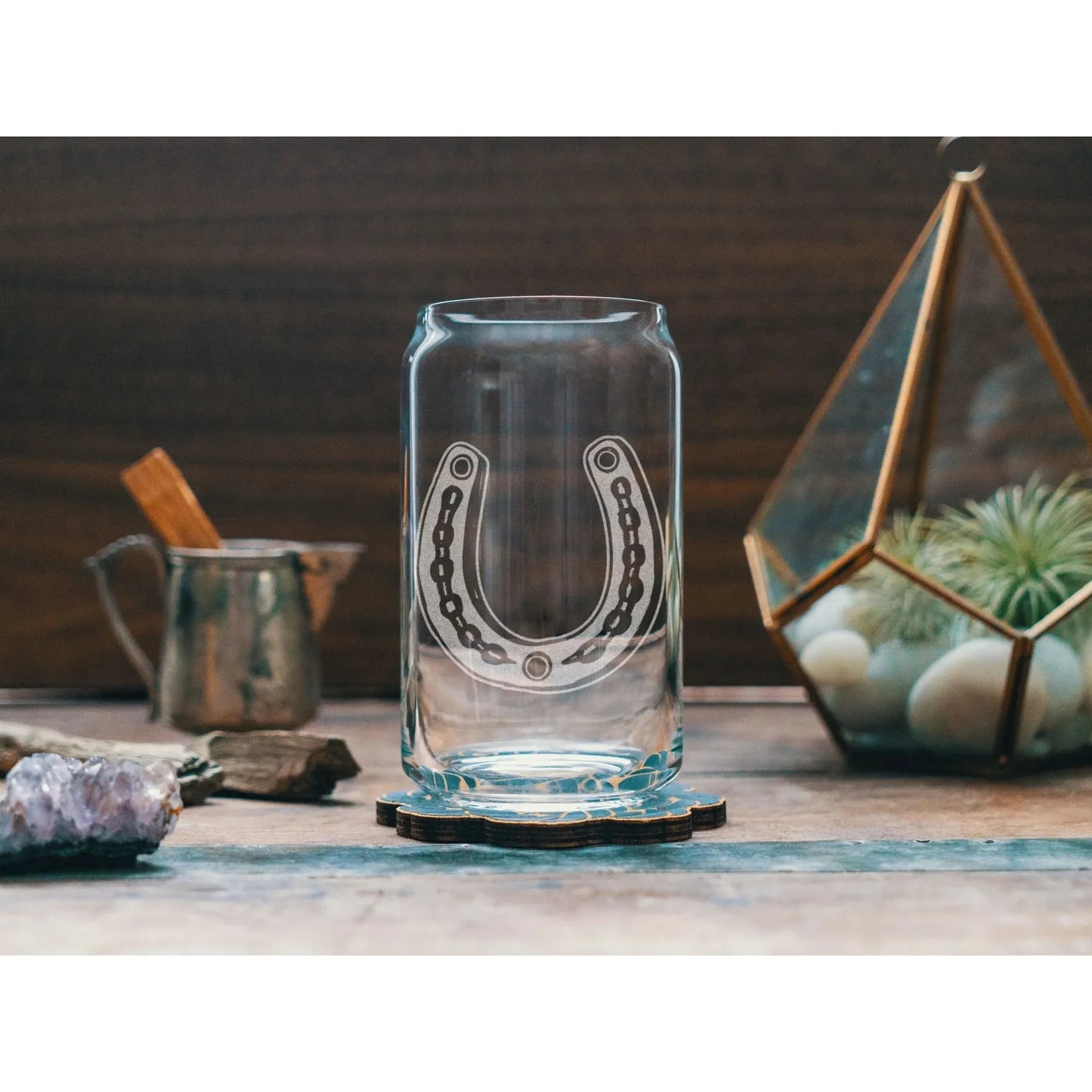 Benoit's Horseshoe Etched Beer Can Drinking Glasses