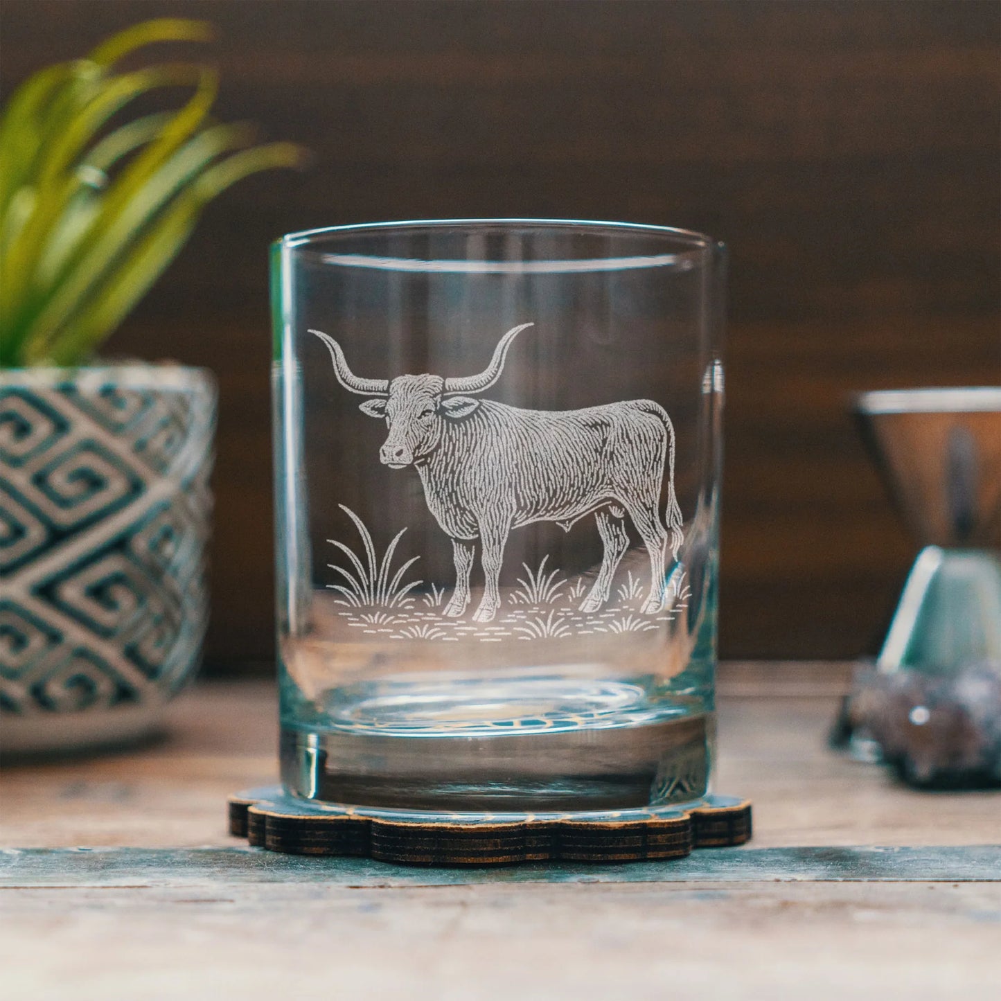 Benoit's Long Horn Old Fashion Drinking Glasses