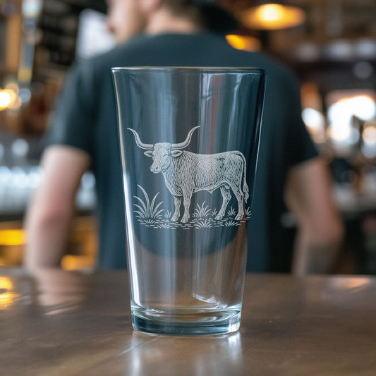 Benoit's Long Horn Pint Drinking Glasses