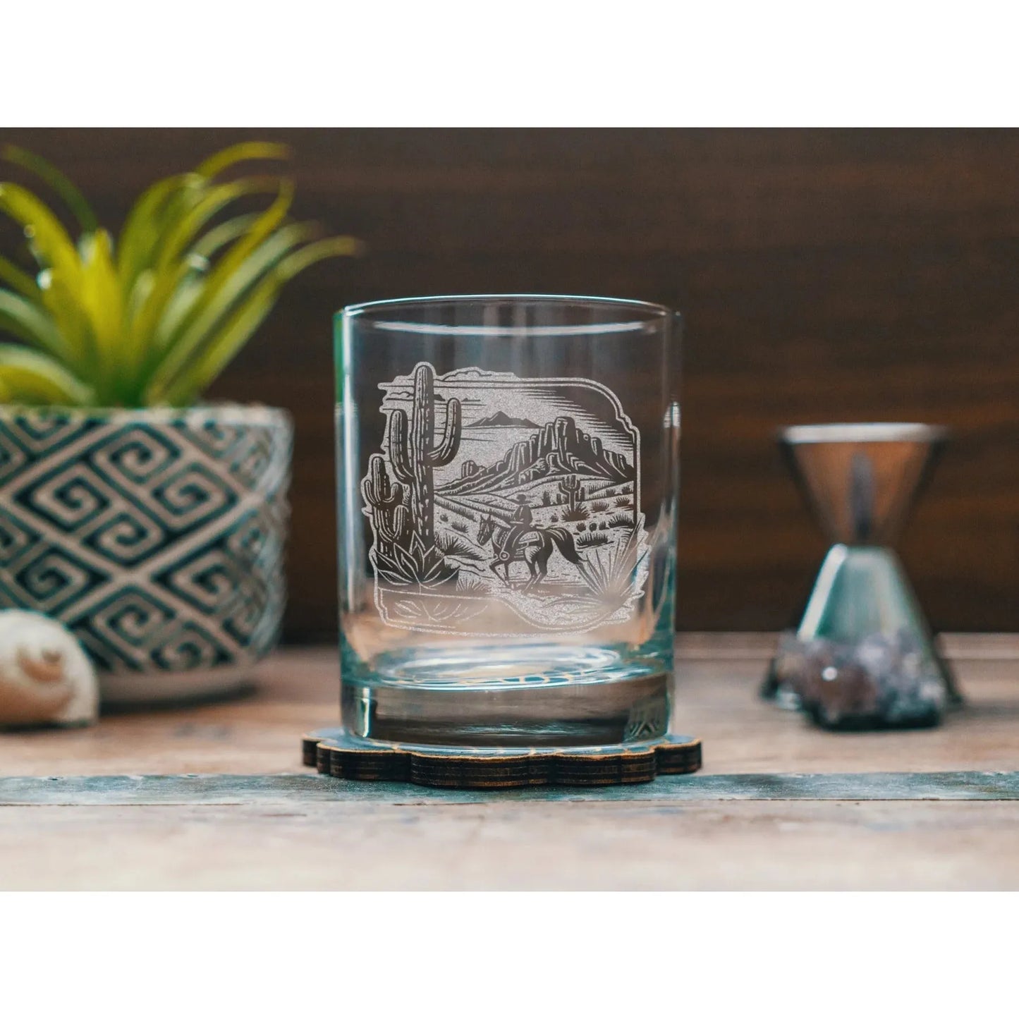 Benoit's Riding Cowboy Scene Old Fashion Drinking Glasses