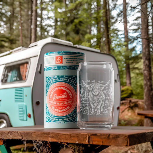 Benoit's Shetland Highland Cow Beer Can Drinking Glasses