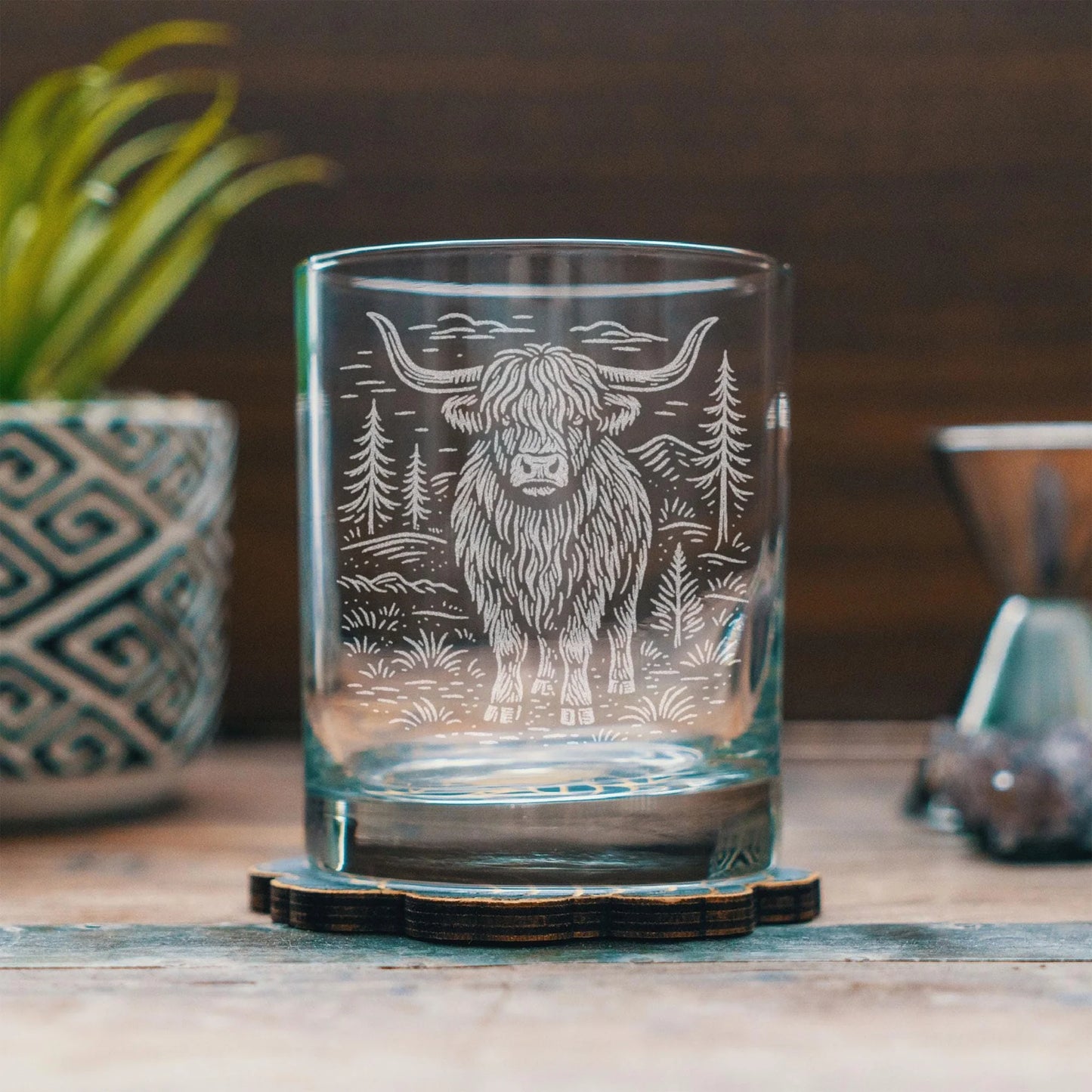 Benoit's Shetland Highland Cow Old Fashion Glasses