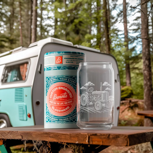 Benoit's Tractor Beer Can Drinking Glasses