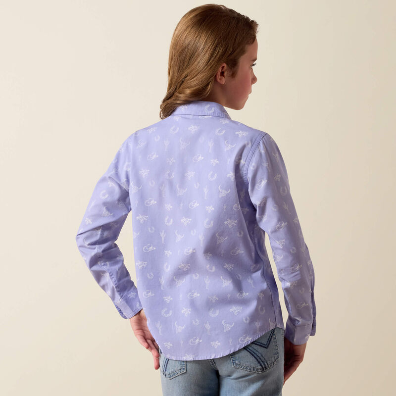 Ariat Girl's Western Motifs Long Sleeve Snap Shirt - Western Lavender