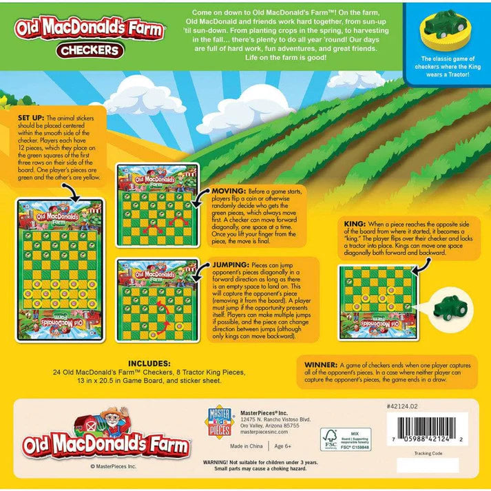 Masterpiece Old MacDonald's Farm Checkers Board Game