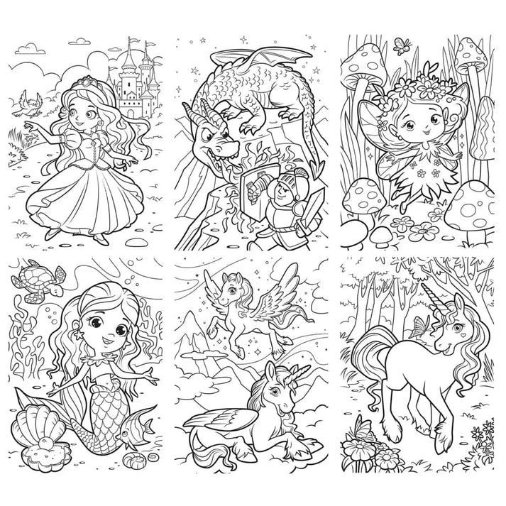 Masterpiece Magic & Make Believe Coloring Puzzles 6 Pack - 48 Piece Puzzles