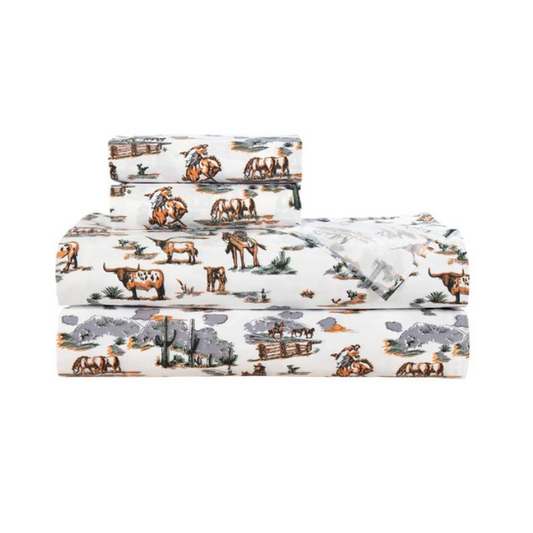 HiEnd Accents Ranch Life 4 piece Sheet Set Duffle Bag-200 Thread Count
