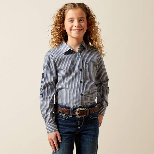 Ariat Girl's Team Kirby Long Sleeve Shirt - Dress Blue Stripe