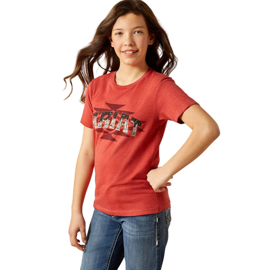 Ariat Girl's Southwest Brand Lock Up Short Sleeve Tee Shirt - Tobacco