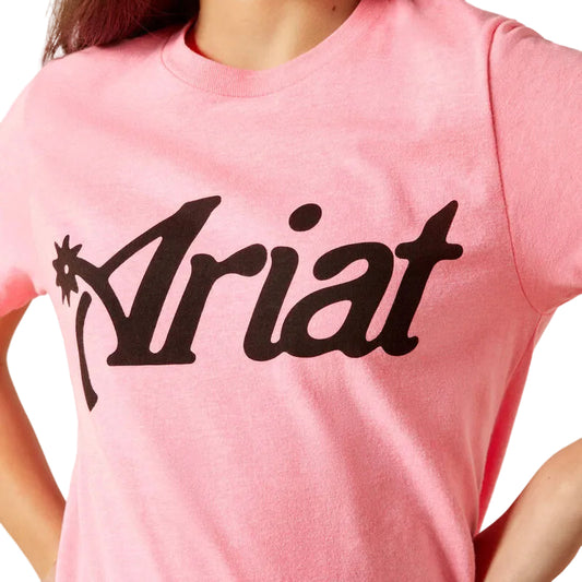 Ariat Girl's Spur Script Short Sleeve Tee Shirt - Pink Ice