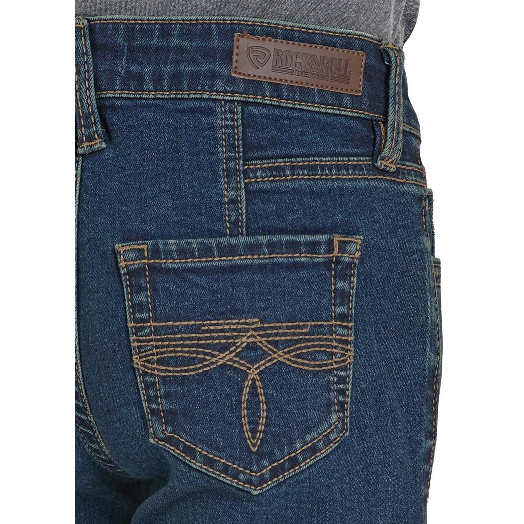 Rock & Roll Girl's Classic Boot Stitch Pocket Trouser Jeans - Dark Wash