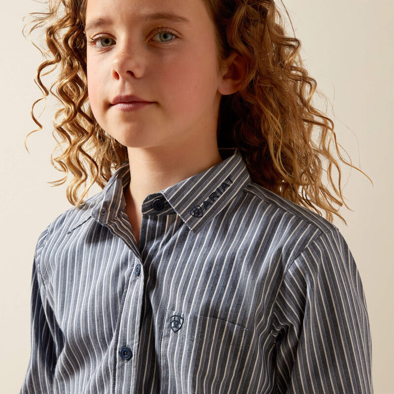 Ariat Girl's Team Kirby Long Sleeve Shirt - Dress Blue Stripe