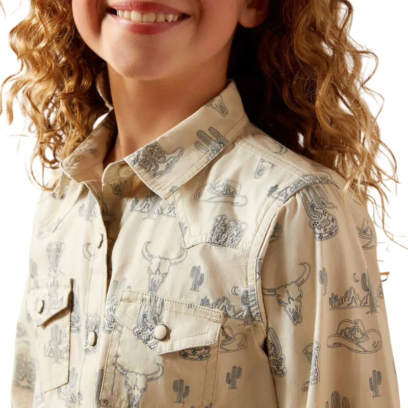 Ariat Girl's Mila Long Sleeve Snap Shirt - Desert Print