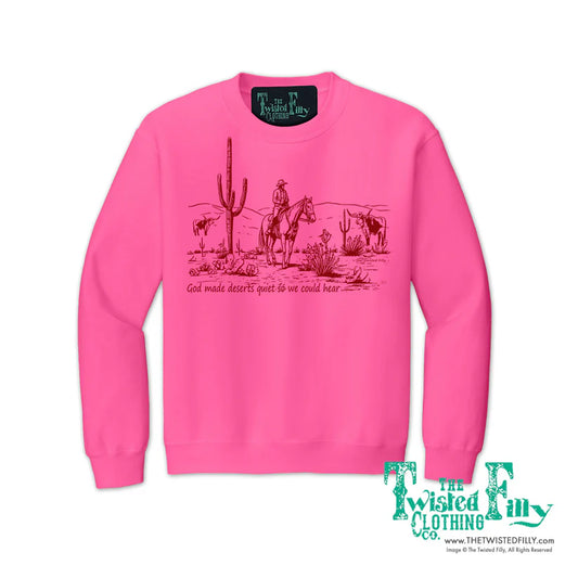 Twisted Filly Youth God Made Deserts Sweatshirt - Neon Pink